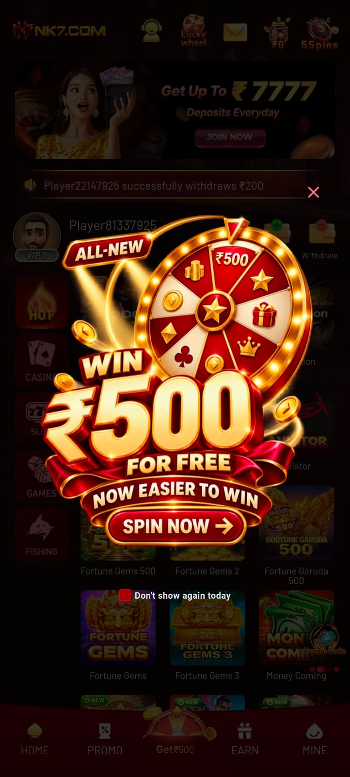 NK7 Casino Game logo for online casino, betting games, and gambling platform